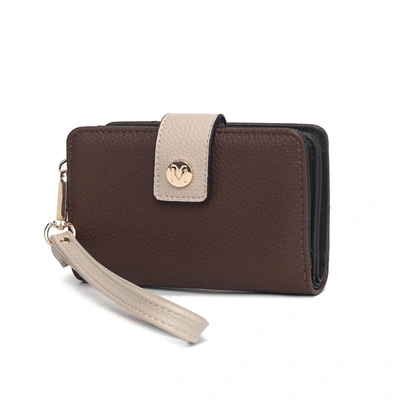 Mkf Collection By Mia K Shira Color Block Vegan Leather Women's Wallet With Wristlet By Mia K In Brown