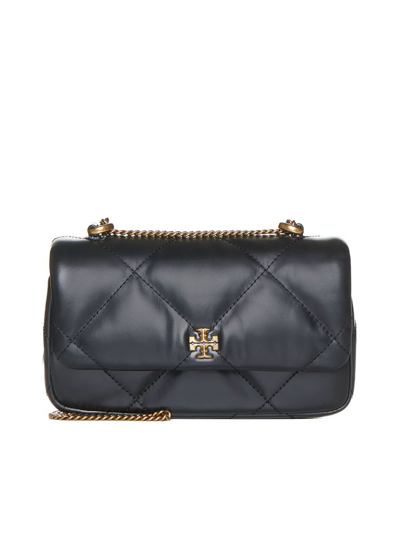 Tory Burch Mini Kira Diamond Quilted Leather Flap Bag In Black