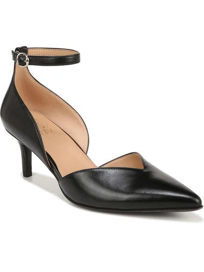 Naturalizer Evelyn Ankle Strap Pointed Toe Pump In Black Leather