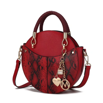 Mkf Collection By Mia K Camille Faux Snakeskin Vegan Leather Women's Round Crossbody Bag By Mia K In Red