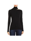 Elie Tahari Women's Novelty Ribbed Stretch Knit Mock Turtleneck Sweater In Black