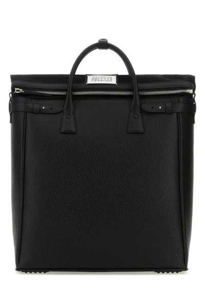 Maison Margiela Logo Patch Top Handle Bag In Black