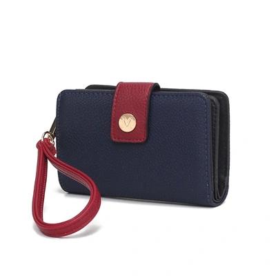 Mkf Collection By Mia K Shira Color Block Vegan Leather Women's Wallet With Wristlet By Mia K In Blue