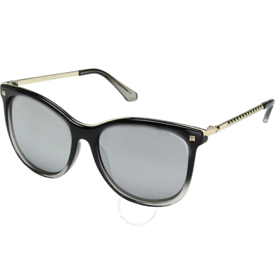 Guess Factory Smoke Mirror Cat Eye Ladies Sunglasses Gf0302 05c 60 In Black