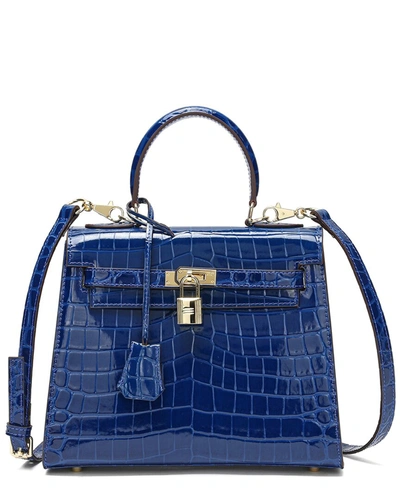 Tiffany & Fred Paris Alligator-embossed Leather Satchel In Blue