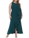 ELIZA J LAGUNA WOMENS RUFFLED LONG EVENING DRESS