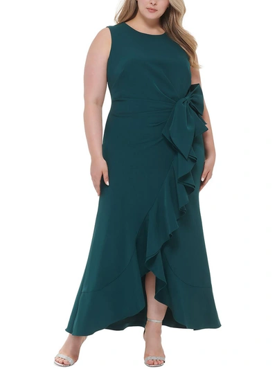 Eliza J Laguna Womens Ruffled Long Evening Dress In Green