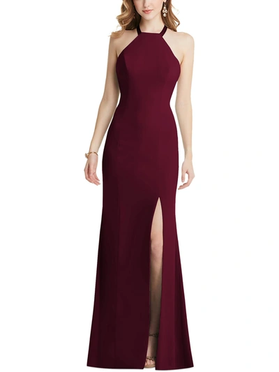 After Six Womens Halter Long Evening Dress In Red