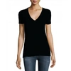 James Perse Women V-neck Short Sleeve T-shirt In Black In Black