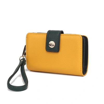 Mkf Collection By Mia K Shira Color Block Vegan Leather Women's Wallet With Wristlet By Mia K In Yellow