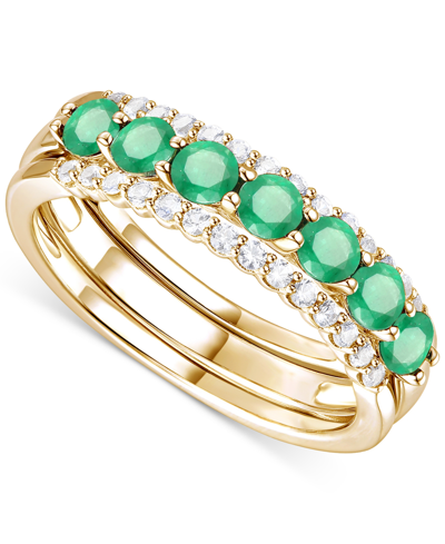 Macy's 2-pc. Set Emerald (7/8 Ct. T.w.) Ring & Diamond Enhancer (1/4 Ct. T.w.) In 14k Gold (also In Ruby An
