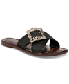 SAM EDELMAN WOMEN'S GRACYN BUCKLED CROSSBAND SLIDE SANDALS