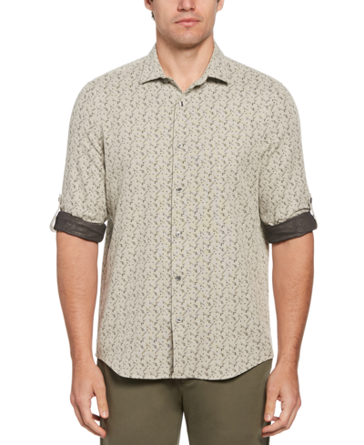 Perry Ellis Men's Geo Print Double Face Long Sleeve Button-front Shirt In Almond Milk