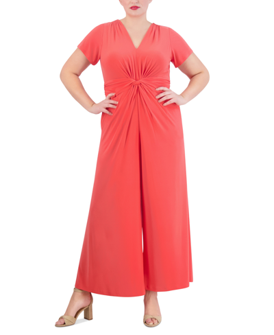 Vince Camuto Plus Size V-neck Jumpsuit In Coral