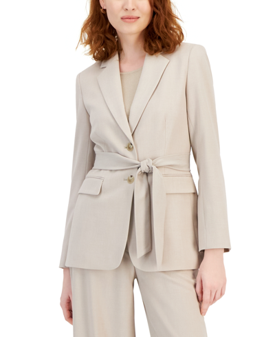 Tahari Asl Women's Belted Notched-lapel Blazer In Sand
