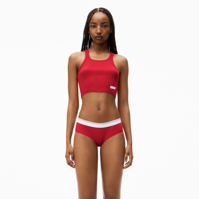 Alexander Wang Cropped Racerback Tank In Ribbed Jersey In Barberry