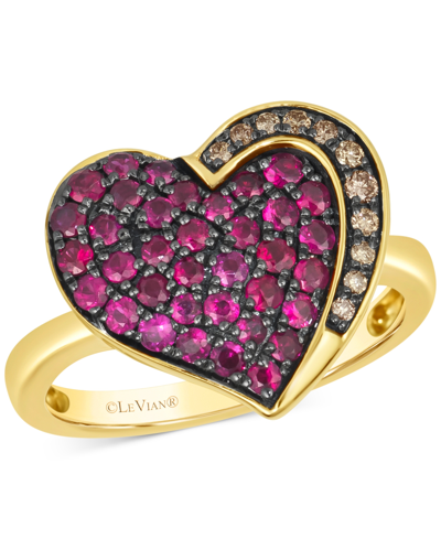 Le Vian Godiva X Passion Ruby (3/4 Ct. T.w.) & Chocolate Diamond (1/10 Ct. T.w.) Heart Ring In 14k Gold In No Color