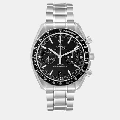 Pre-owned Omega Black Stainless Steel Speedmaster 329.30.44.51.01.001 Automatic Men's Wristwatch 44.25 Mm