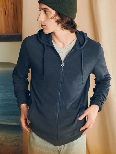 Faherty Sunwashed Slub Zip Hoodie In Blue Nights