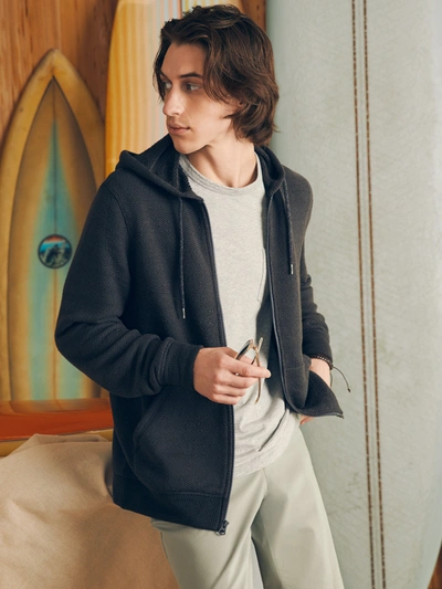 Faherty Whitewater Full Zip Hoodie In Washed Black