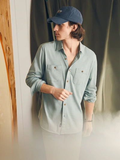 Faherty Sunwashed Knit Shirt In Hull Teal