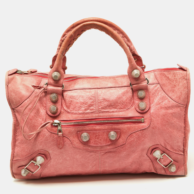 Pre-owned Balenciaga Grenadine Leather Gsh Work Tote In Pink