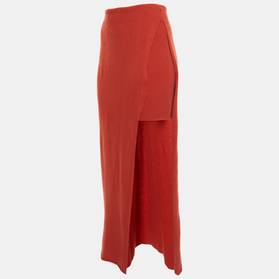 Pre-owned Jacquemus La Jupe Peron Brick Red Wool Blend High-slit Maxi Skirt M