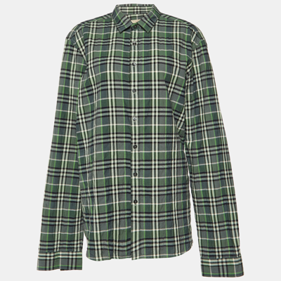 Pre-owned Burberry Green Nova Check Cotton Long Sleeve Shirt Xl