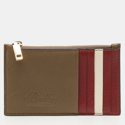 Pre-owned Bally Tricolor Leather Zip Card Holder In Multicolor