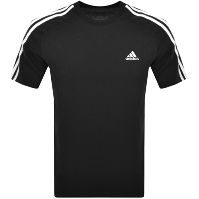 Adidas Originals 3-stripe Ringer T-shirt In Black