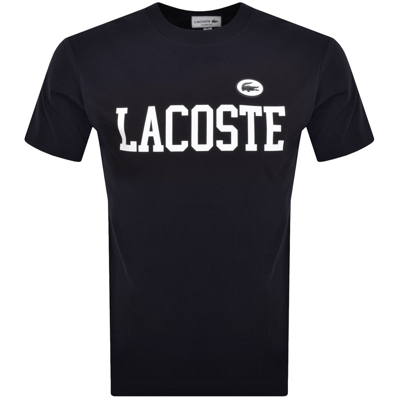 Lacoste Crew Neck Logo T Shirt Navy In Black