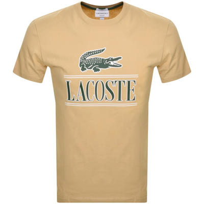 Lacoste Logo T Shirt Beige In Brown