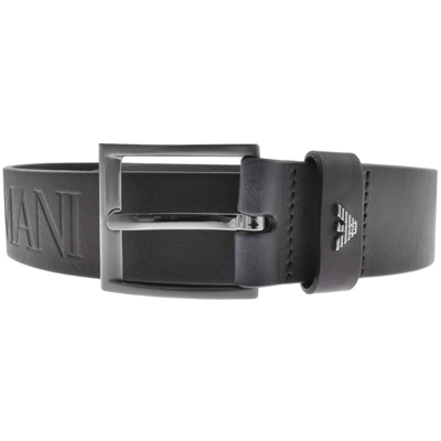 Armani Collezioni Emporio Armani Leather Belt Navy In Black