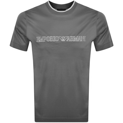 Armani Collezioni Emporio Armani Logo T Shirt Grey In Green