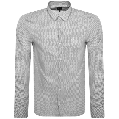 Armani Exchange Long Sleeve Shirt White In Gray