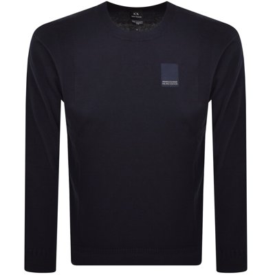 Armani Exchange Knitted Pullover Navy In Black