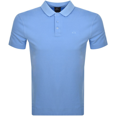 Armani Exchange Logo Polo T Shirt Blue