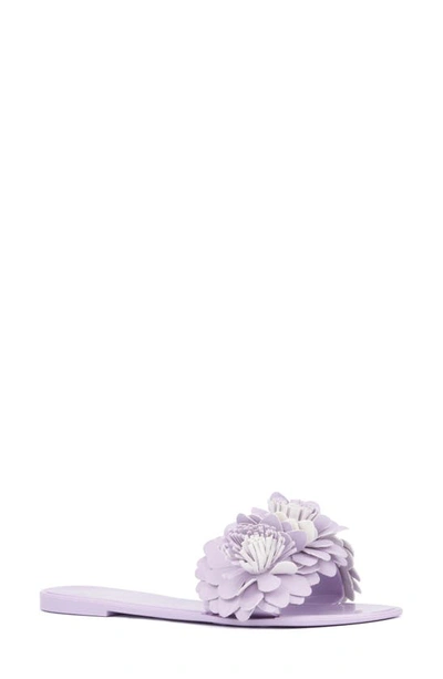 New York And Company Anella 3d Flower Slide Sandal In Lilac