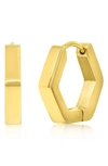 Blackjack Hexagon Hoop Earrings In Gold