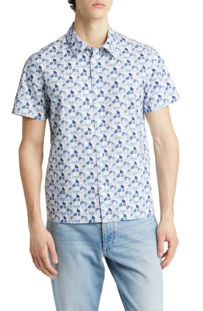 Apc Leandre Short Sleeve Button-up Shirt In Bleu