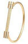 Eye Candy Los Angeles Krystal Titanium Pavé Cz Cuff Bracelet In Gold