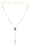 Bling Jewelry Holy Cross Rosary Y-necklace In Gold-tone Mary
