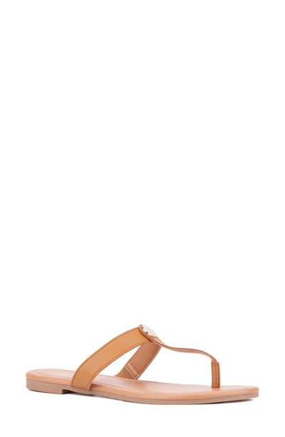 New York And Company Women's Adonia Flat Sandal In Cognac
