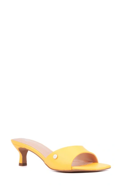New York And Company Women's Gaia Kitten Heel Sandal In Orange Yellow