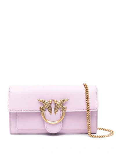 Pinko Love One Leather Wallet In Purple