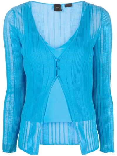 Pinko Legend Semi-sheer Cardigan In Light Blue