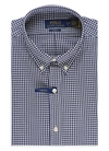 Polo Ralph Lauren Cotton Stretch Poplin Gingham Check Slim Fit Button Down Shirt In Blue