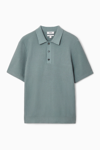 Cos Textured Knitted Polo Shirt In Green