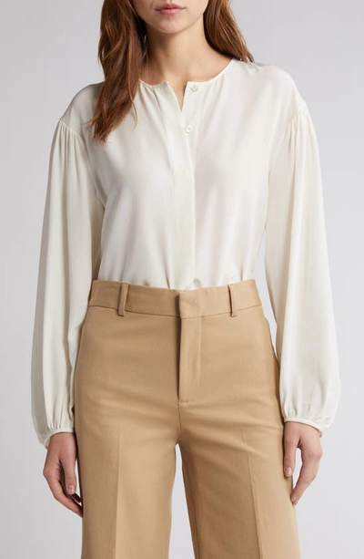 Frame Angled Inset-sleeve Blouse In Cream