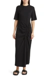 FRAME RUCHED ORGANIC COTTON MAXI DRESS